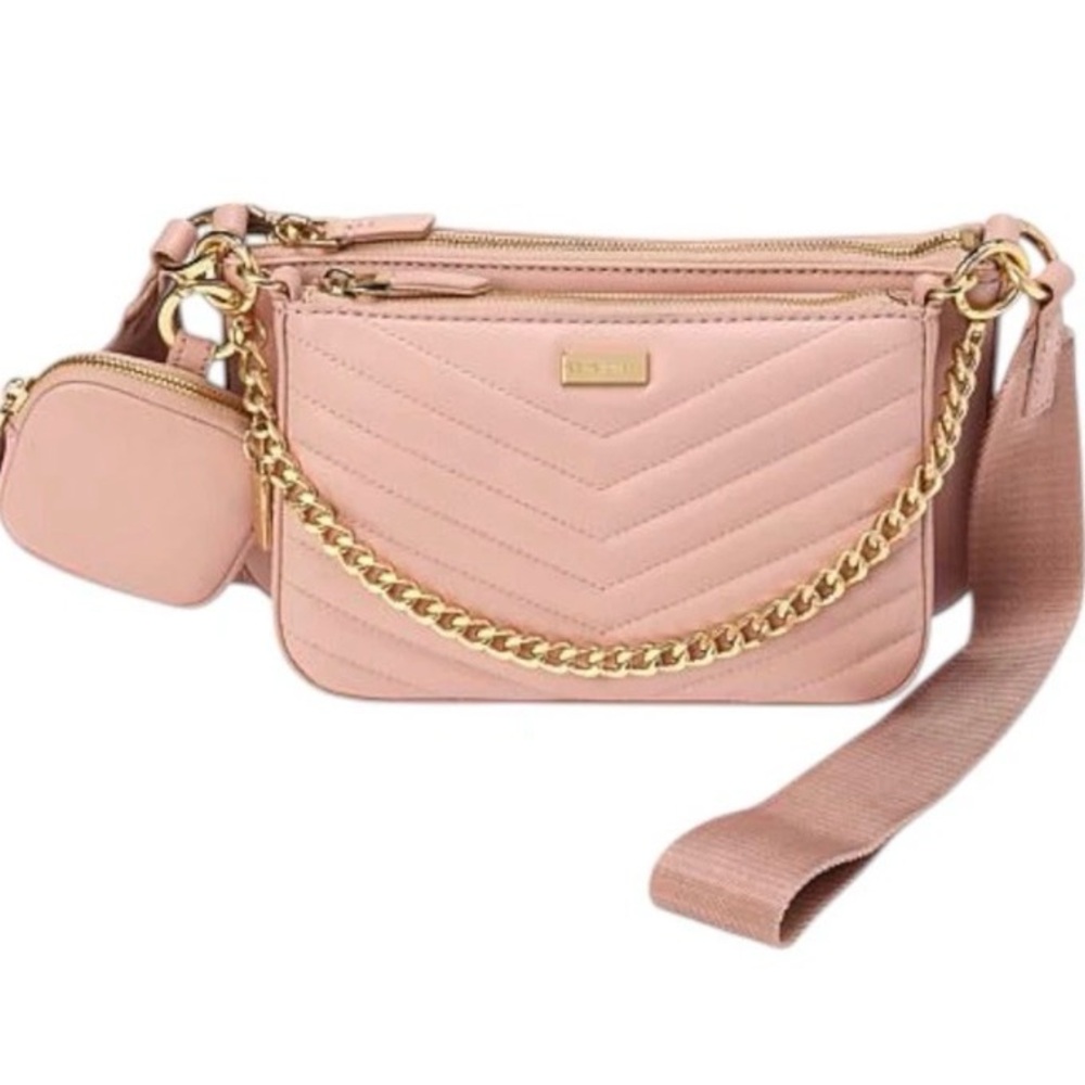 G by Giuliana Blush Quilted Shoulder Bag with Gold Chain